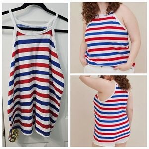 Torrid 1 Red & Blue Striped High Neck Tank